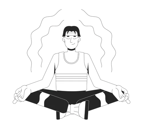 Korean man sitting in lotus position  Illustration