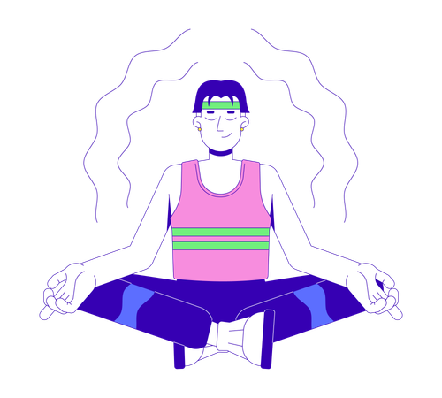 Korean man sitting in lotus position  Illustration