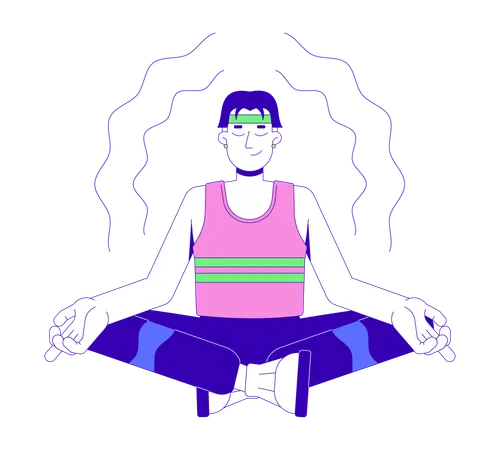 Korean man sitting in lotus position  Illustration