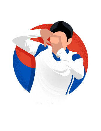 Korean player celebrating a goal  Illustration