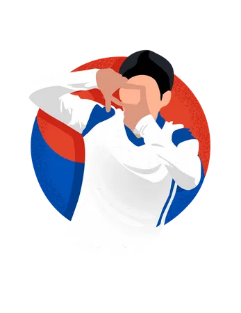 Korean player celebrating a goal  Illustration