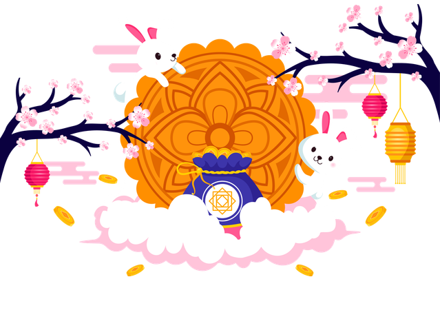 Korean rabbit seollal  Illustration