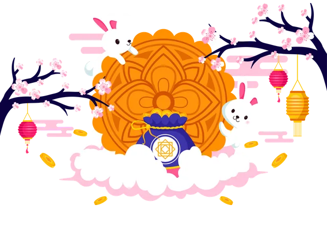 Korean rabbit seollal  Illustration