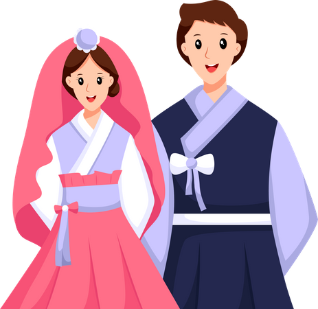 Korean Wedding Couple  Illustration