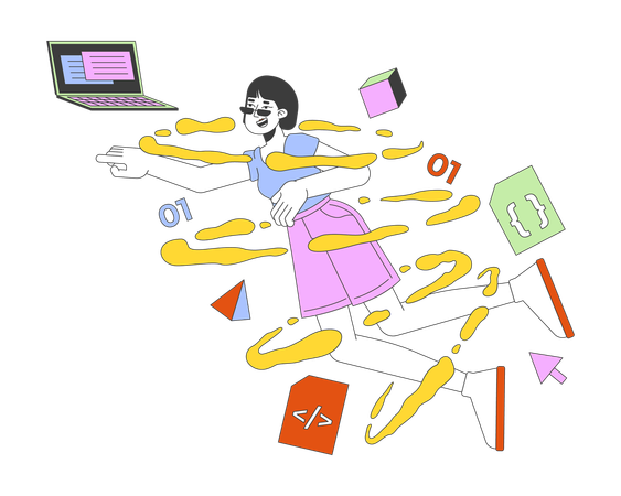 Korean woman app developer  Illustration