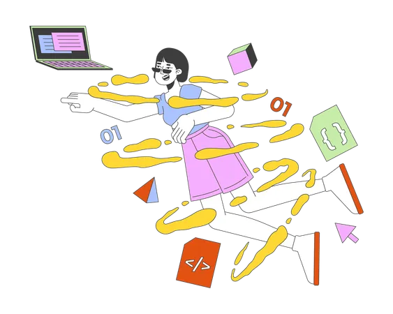 Korean woman app developer  Illustration