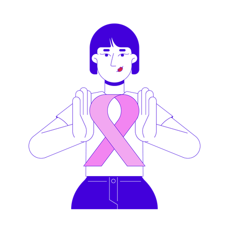 Korean woman doing Breast Cancer Awareness  Illustration