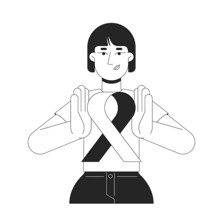 Korean woman doing Breast Cancer Awareness  Illustration