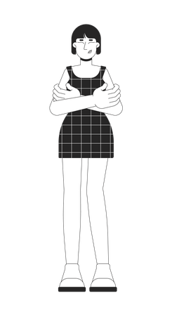 Korean woman hugging herself with proud expression  Illustration