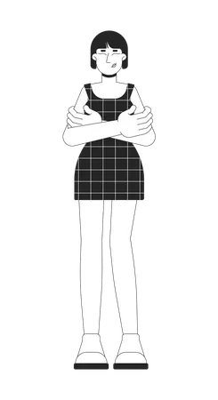 Korean woman hugging herself with proud expression  Illustration
