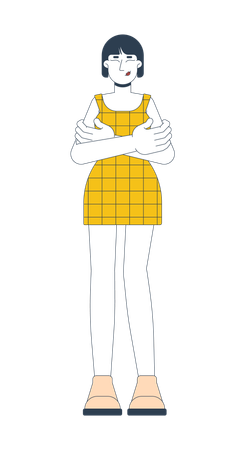 Korean woman hugging herself with proud expression  Illustration