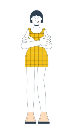 Korean woman hugging herself with proud expression  Illustration