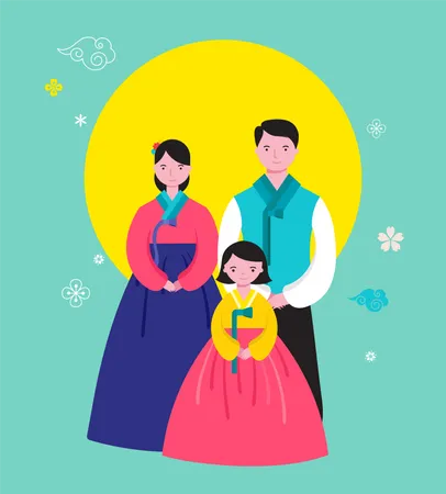 Koreanische glückliche Familie  Illustration