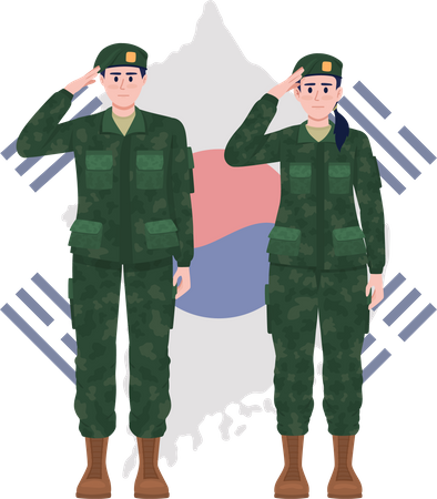 Koreanische Soldaten salutieren  Illustration