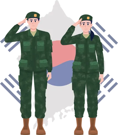 Koreanische Soldaten salutieren  Illustration