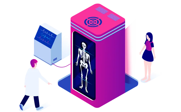 Körperscan im Röntgenraum  Illustration