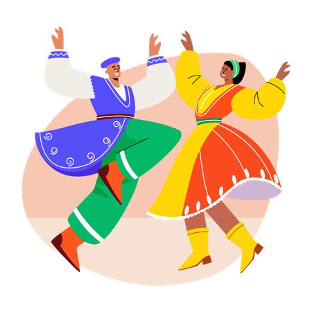Kosakentänzer treten auf der Bühne auf  Illustration