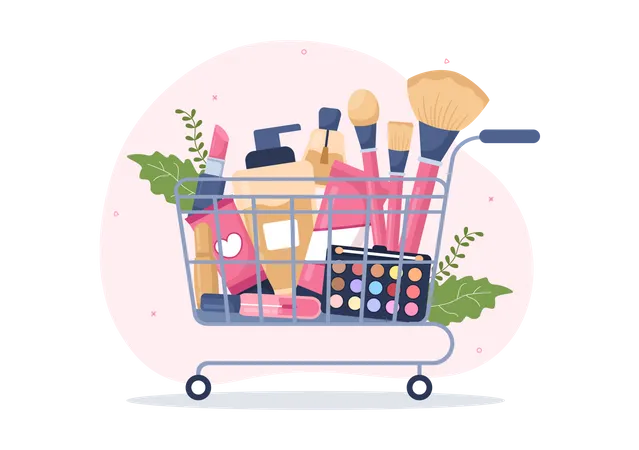 Einkaufen von Kosmetikprodukten  Illustration