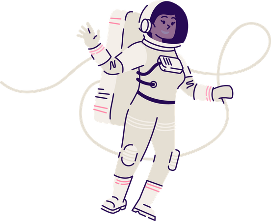 Kosmonautin im Raumanzug schwebt  Illustration