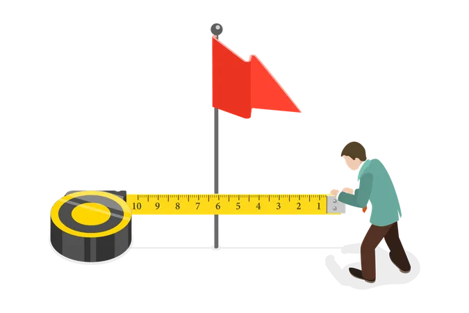 3 D Isometric Flat Vector Conceptual Illustration Of Business Performance Measuring KPI Benchmarking And Measurement Illustration