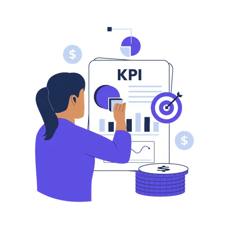 KPI Key Performance Indicator Illustration Concept Illustration For Websites Landing Pages Mobile Applications Posters And Banners Trendy Flat Vector Illustration
