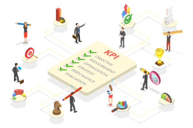 KPI - Key Performance Indicator and Performance Measurement Type  Illustration