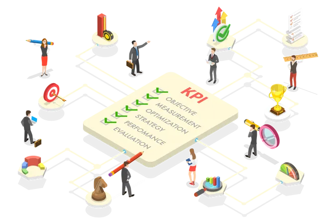 KPI - Key Performance Indicator and Performance Measurement Type  Illustration