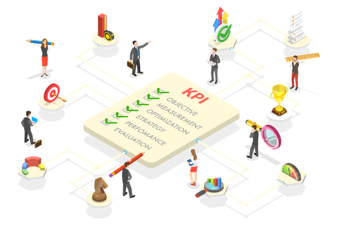 KPI - Key Performance Indicator and Performance Measurement Type  Illustration