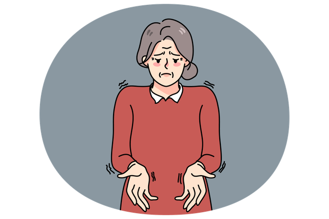 Kranke alte Frau leidet an Parkinson  Illustration
