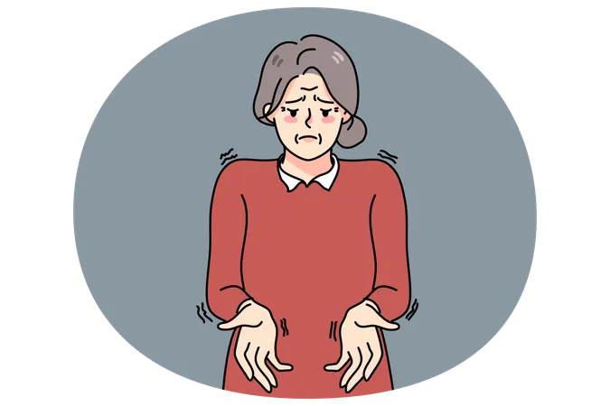 Kranke alte Frau leidet an Parkinson  Illustration