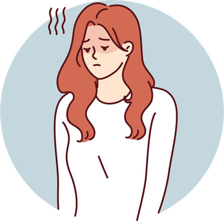 Kranke Frau fühlt sich traurig  Illustration