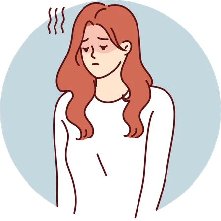 Kranke Frau fühlt sich traurig  Illustration