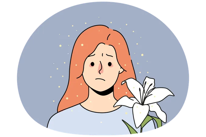 Kranke Frau leidet unter Pollenallergie  Illustration