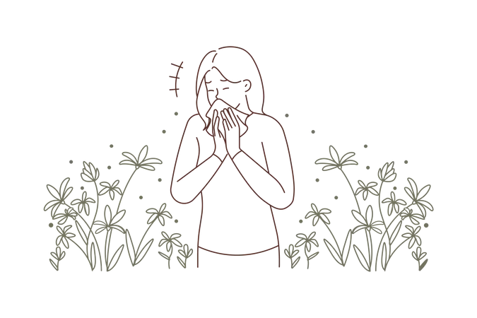 Kranke Frau niest  Illustration
