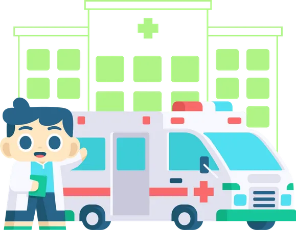 Ambulanzdienst im Krankenhaus  Illustration