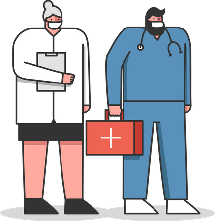 Professionelles Gesundheitspersonal in Krankenhäusern  Illustration