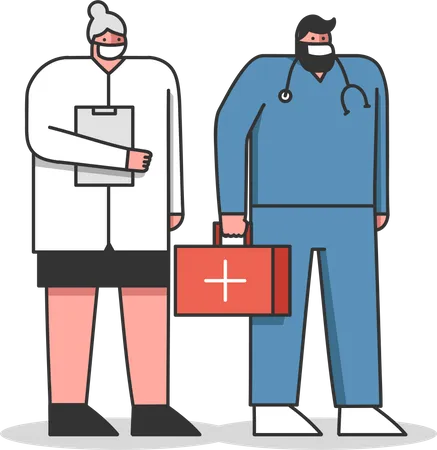 Professionelles Gesundheitspersonal in Krankenhäusern  Illustration