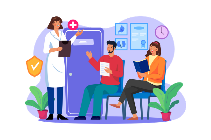 Wartezimmer im Krankenhaus  Illustration