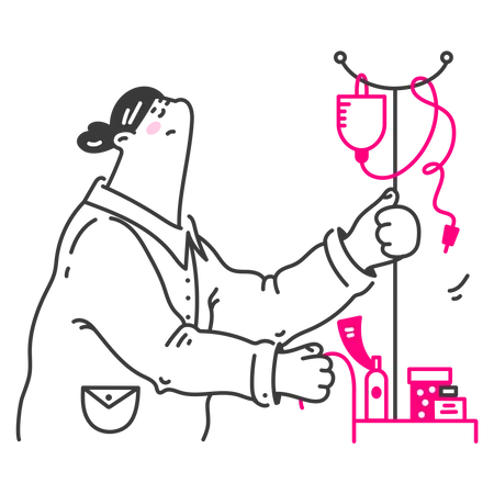 Krankenschwester bereitet Infusion vor  Illustration