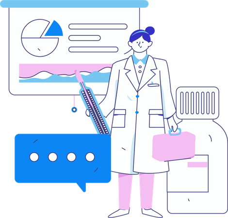 Krankenschwester erklärt Gesundheitsbehandlung  Illustration