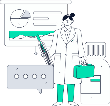 Krankenschwester erklärt Gesundheitsbehandlung  Illustration