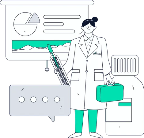 Krankenschwester erklärt Gesundheitsbehandlung  Illustration