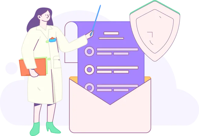 Krankenschwester erklärt Patientin die Behandlungstheorie  Illustration