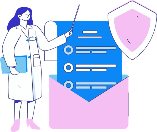 Krankenschwester erklärt Patientin die Behandlungstheorie  Illustration