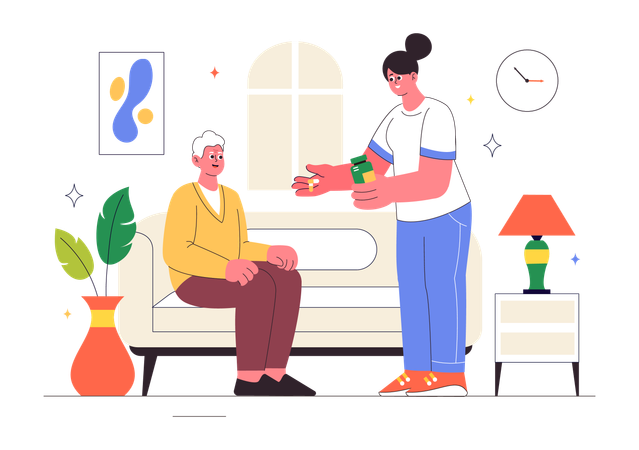 Krankenschwester in der Altenpflege  Illustration