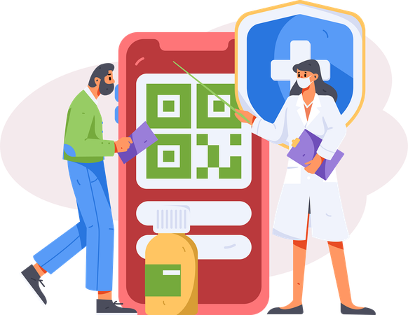 Krankenschwester gibt medizinische Online-Beratung  Illustration