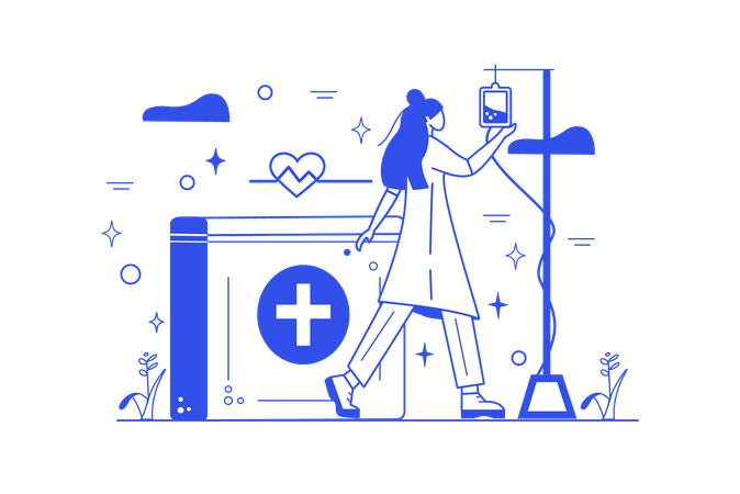 Krankenschwester gibt Patientin Blutinfusion  Illustration