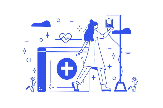 Krankenschwester gibt Patientin Blutinfusion  Illustration