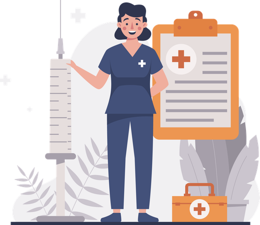 Krankenschwester mit einer Spritze  Illustration