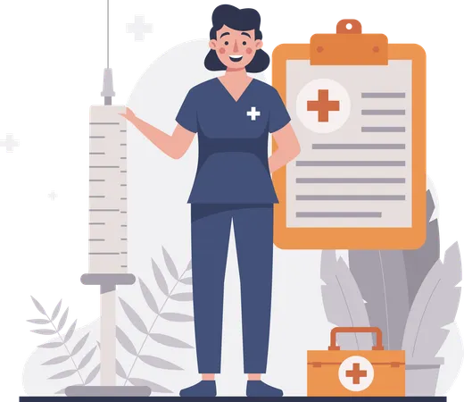 Krankenschwester mit einer Spritze  Illustration